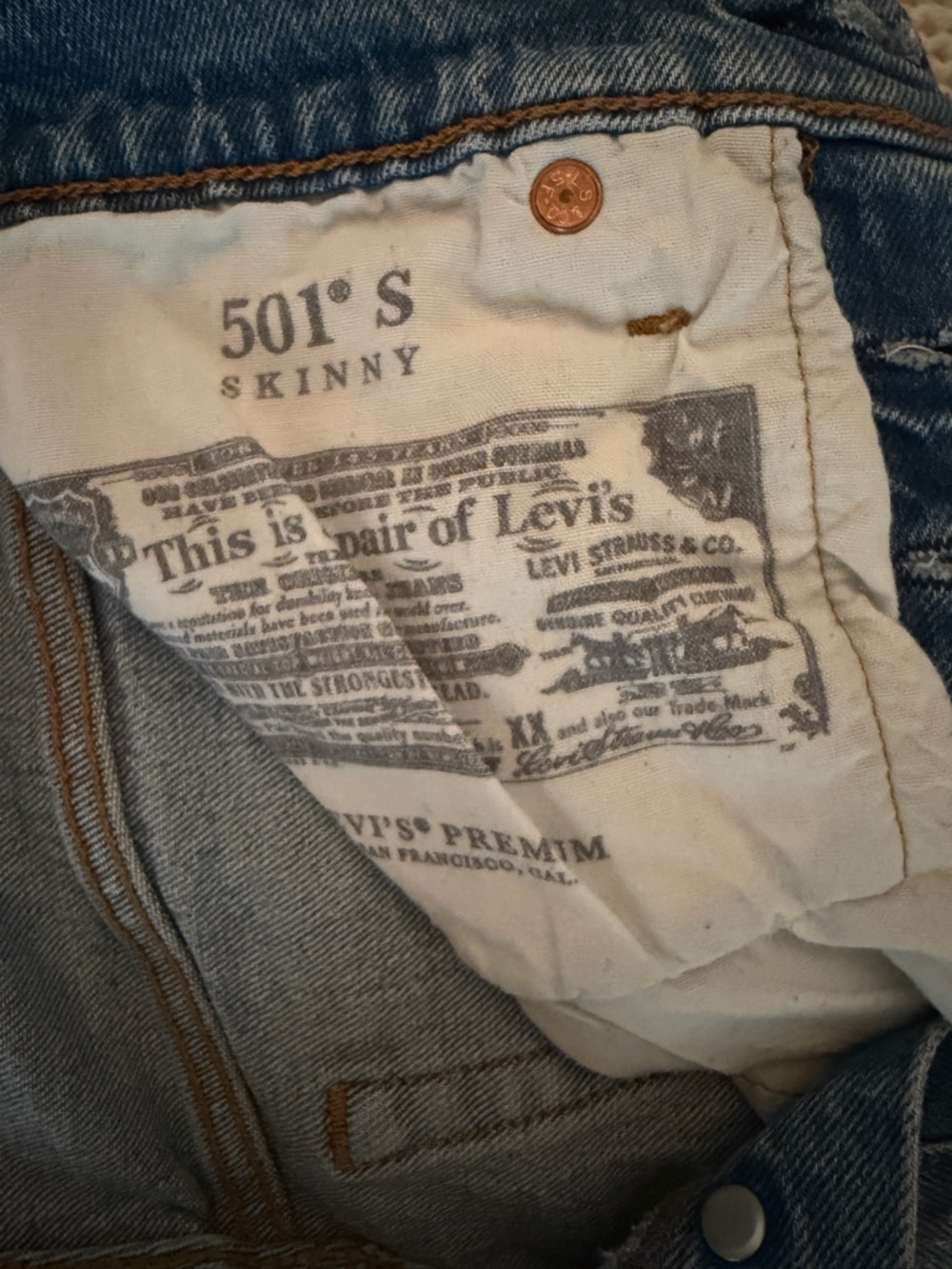 Levi’s 501 Straight Leg Jeans Light Wash Raw Hem Vintage Style Size 25 - Picture 7 of 10